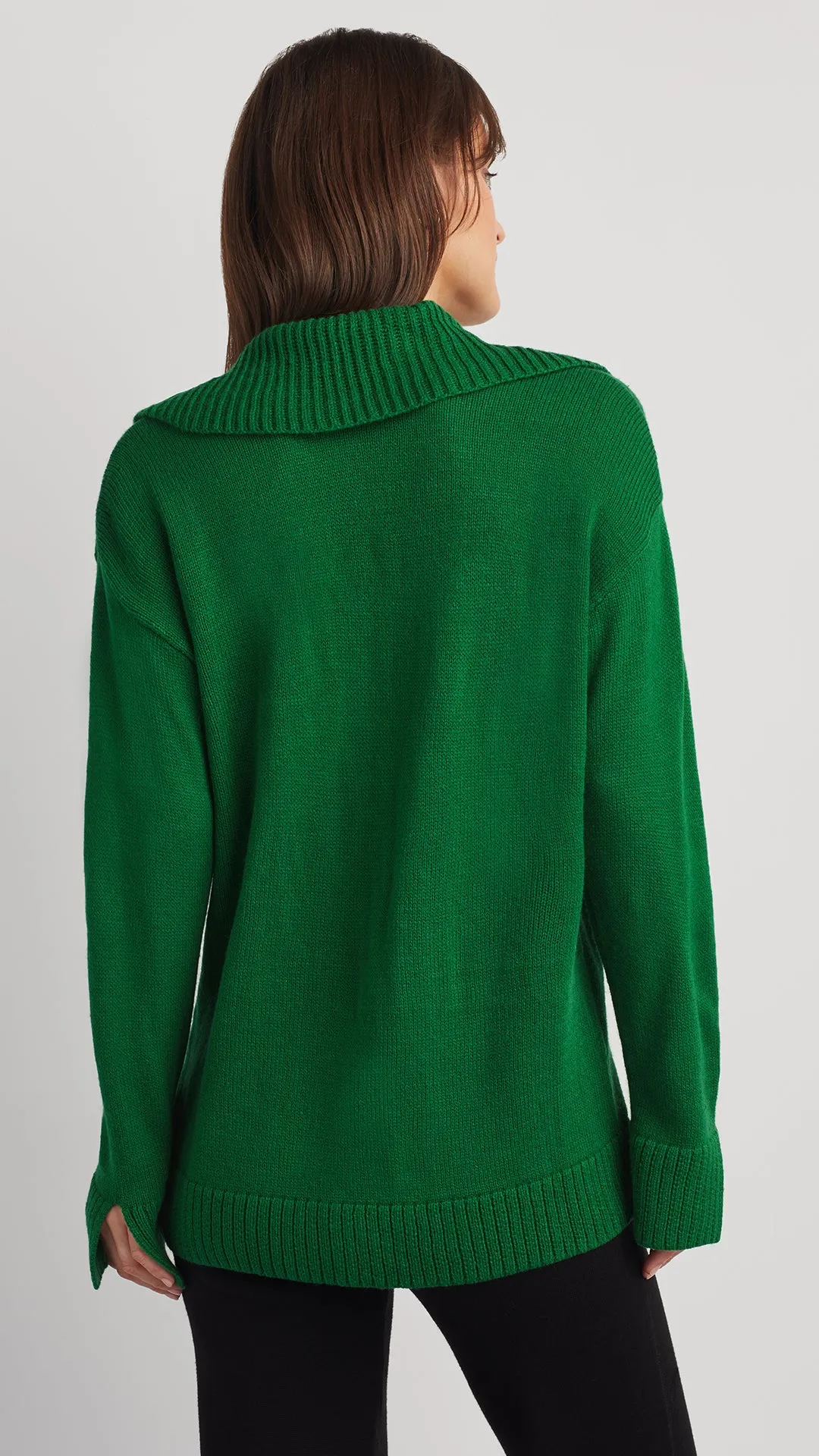 ADDISON OPEN-NECK POLO SWEATER