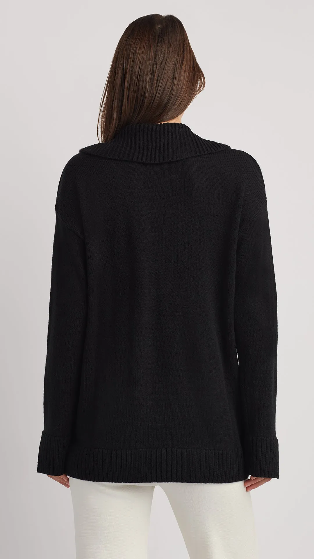 ADDISON OPEN-NECK POLO SWEATER