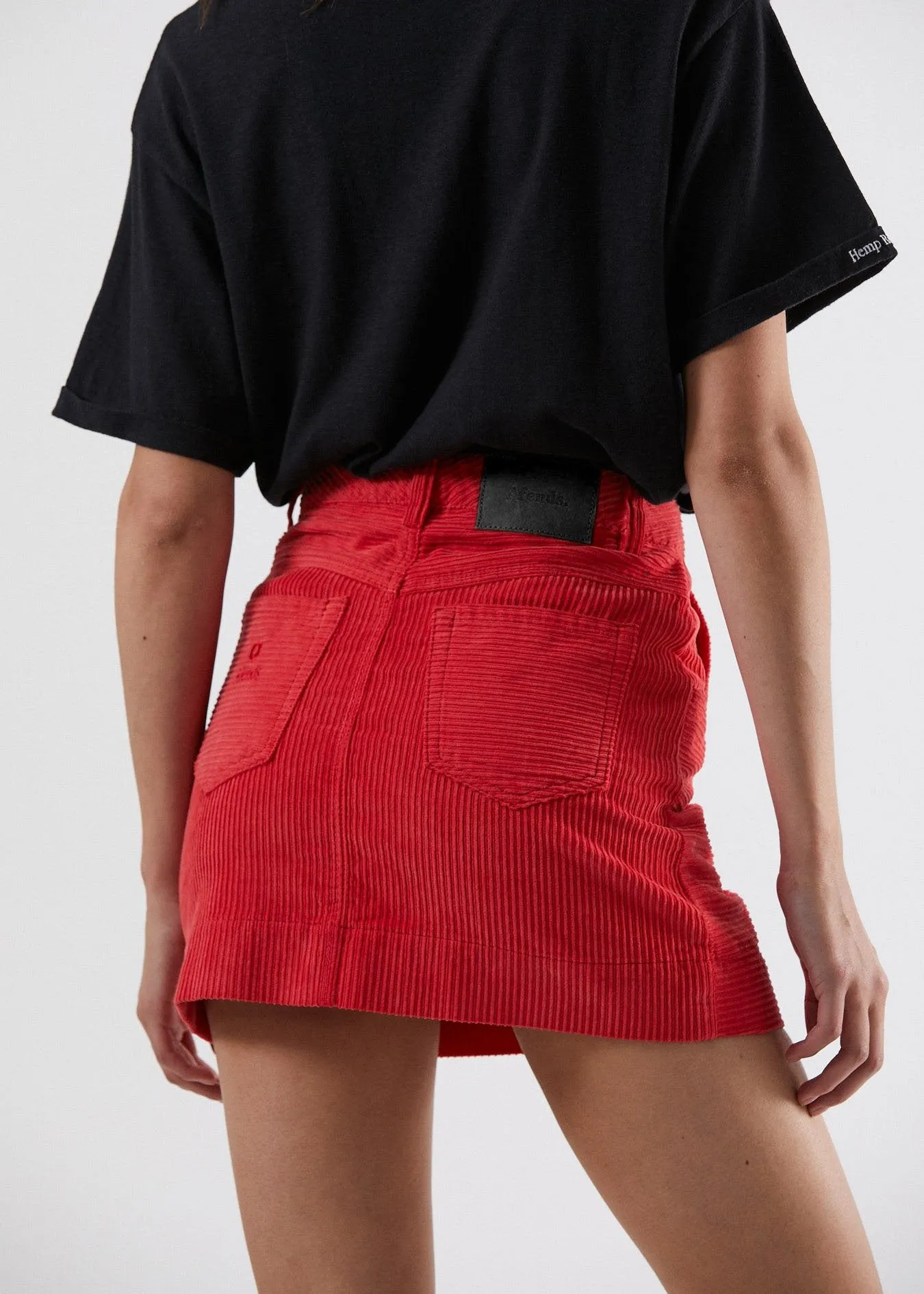 Afends Womens Gemini - Mixed Corduroy Skirt - Flame Red