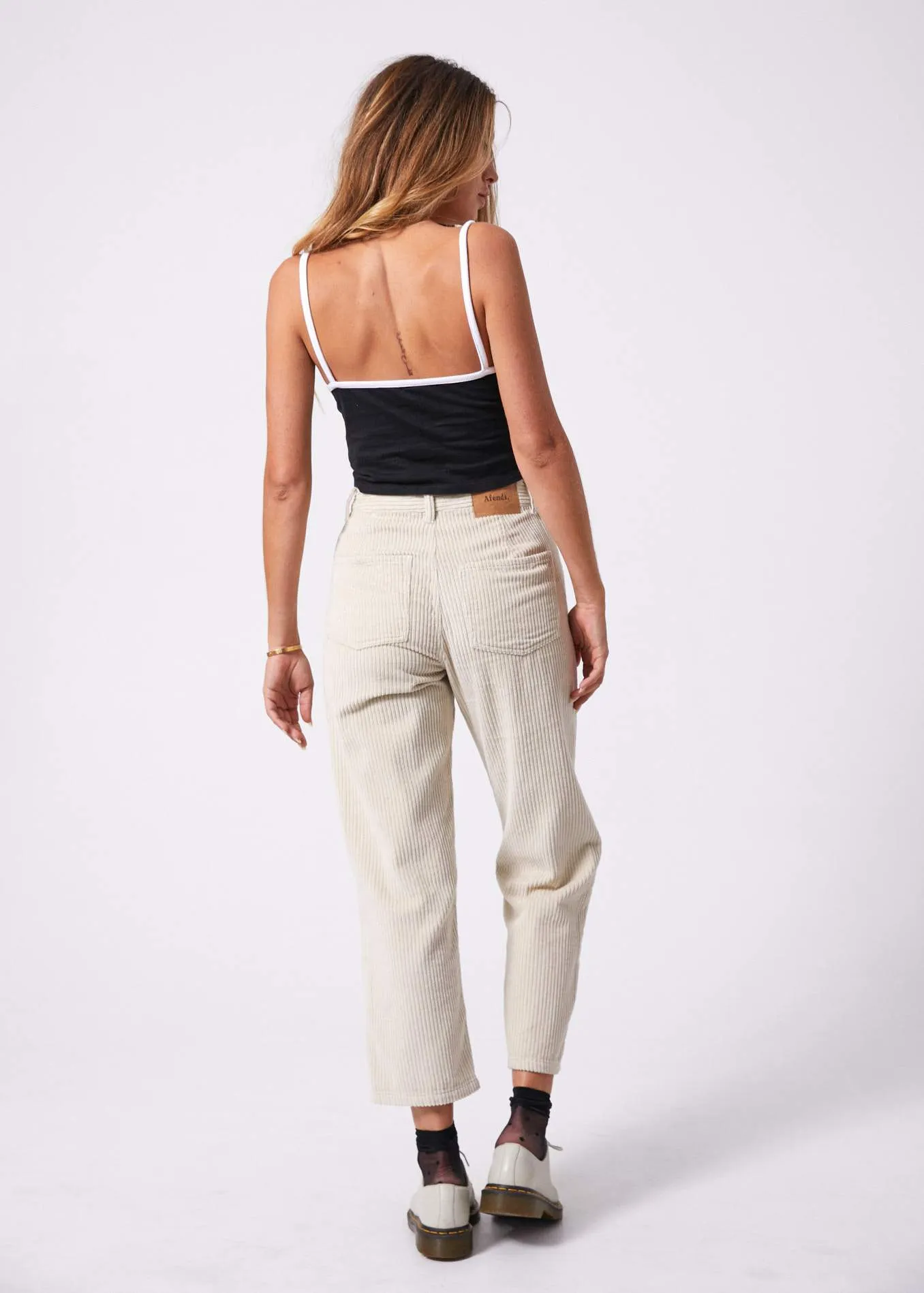 Afends Womens Shelby - Corduroy High Waist Wide Leg Pants - Macadamia