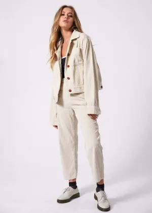 Afends Womens Shelby - Corduroy High Waist Wide Leg Pants - Macadamia