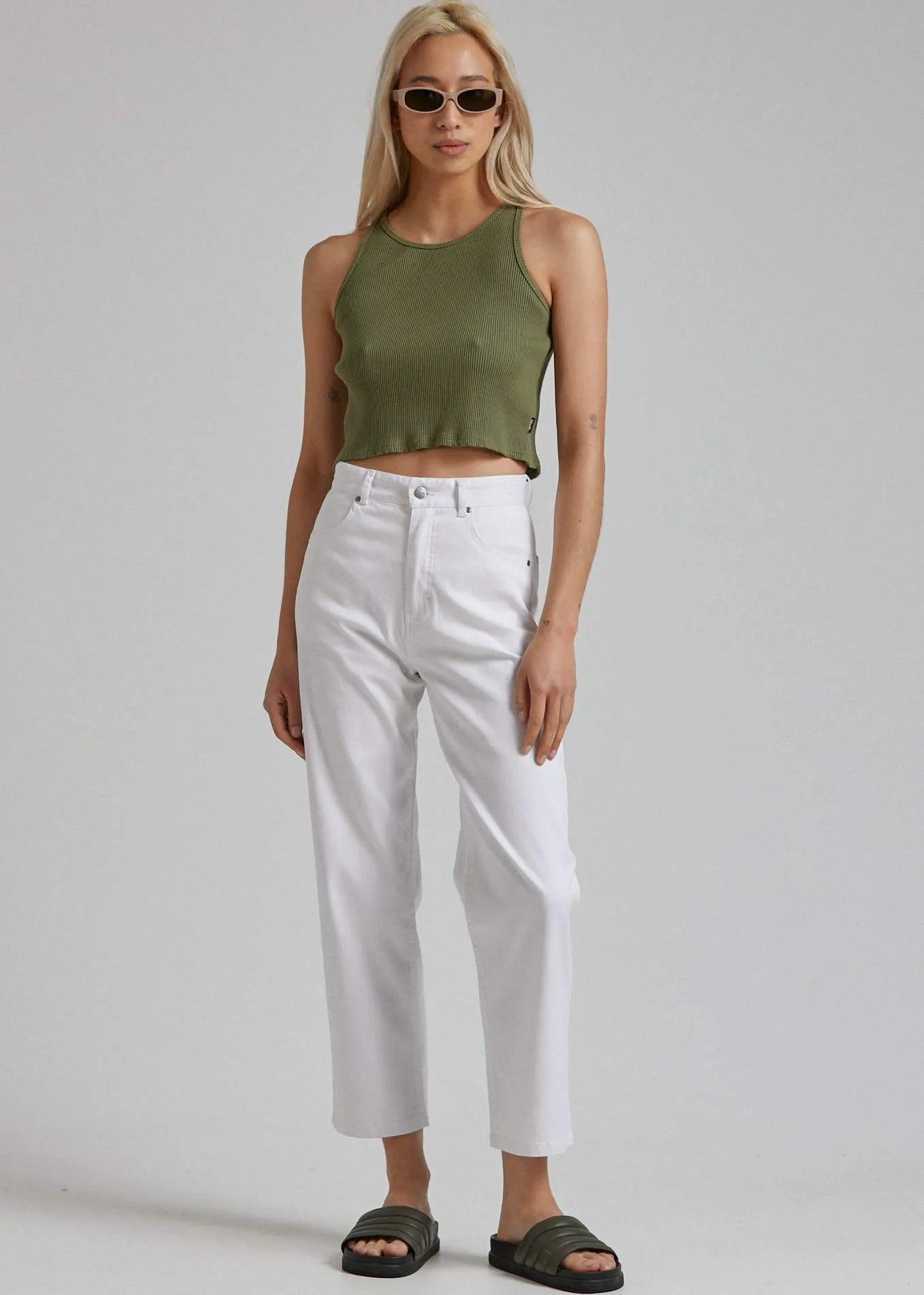 Afends Womens Shelby - Hemp High Waist Wide Leg Pants - White