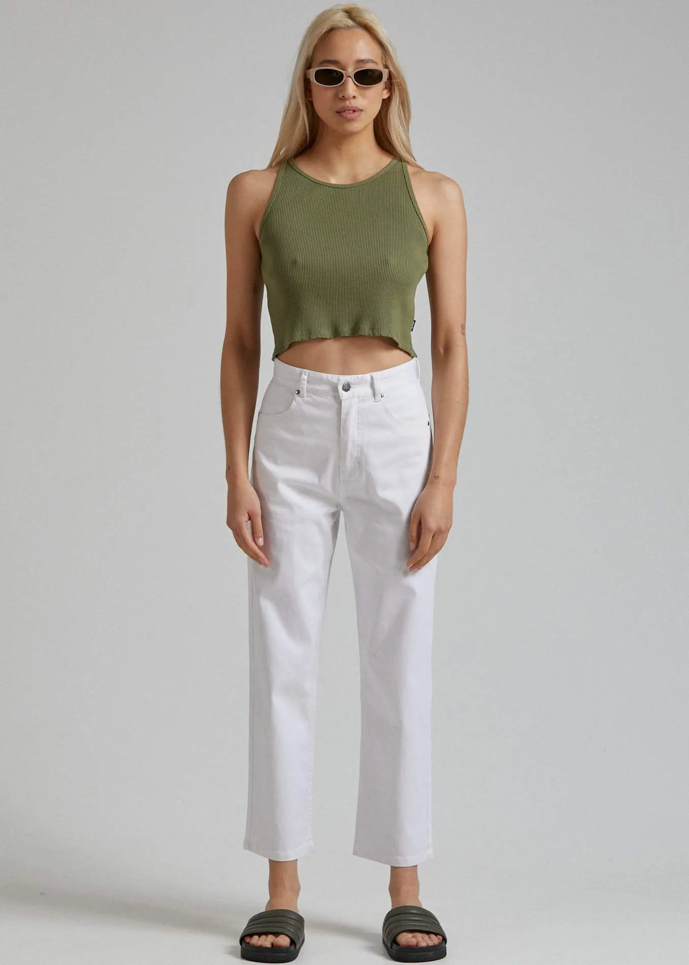 Afends Womens Shelby - Hemp High Waist Wide Leg Pants - White