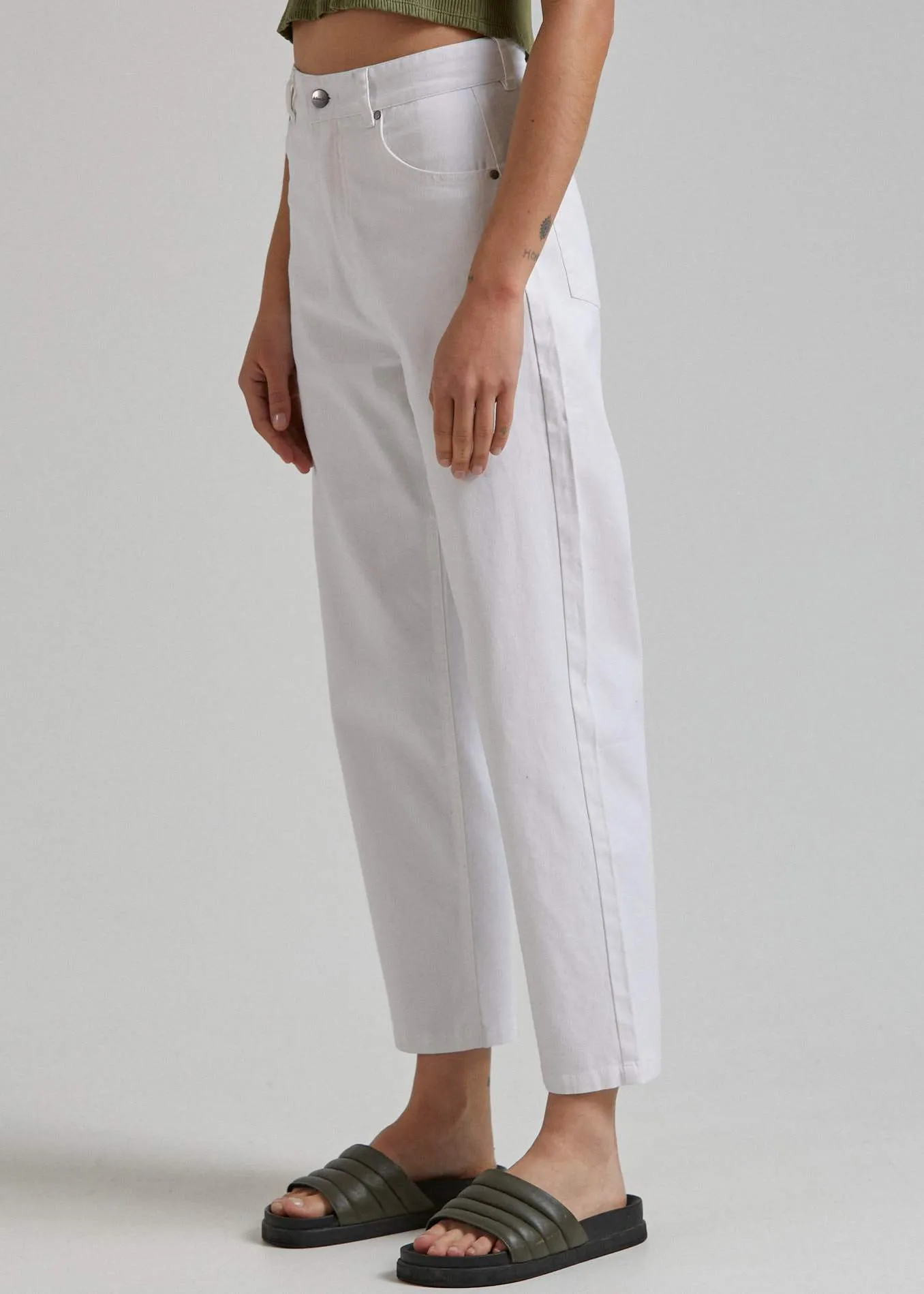 Afends Womens Shelby - Hemp High Waist Wide Leg Pants - White