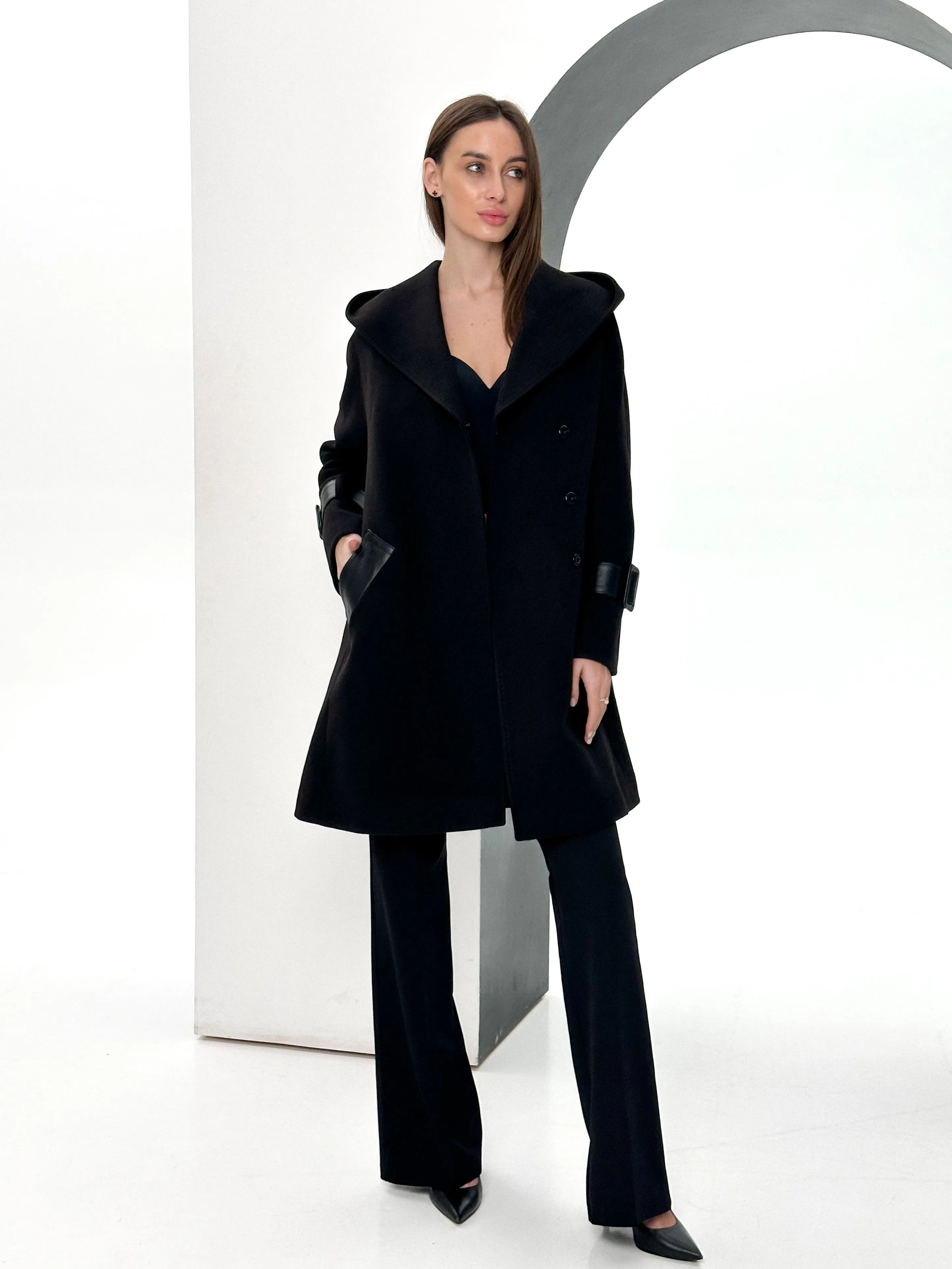 Amalia Cashmere Wool Blend Hooded Coat