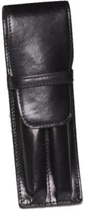 Aston Leather 2 Pen Holder Black