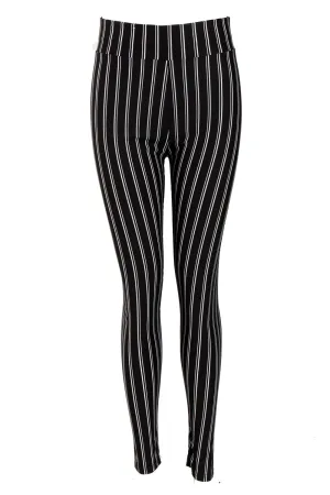 Black and White Double Stripe High Waisted Skinny Legging