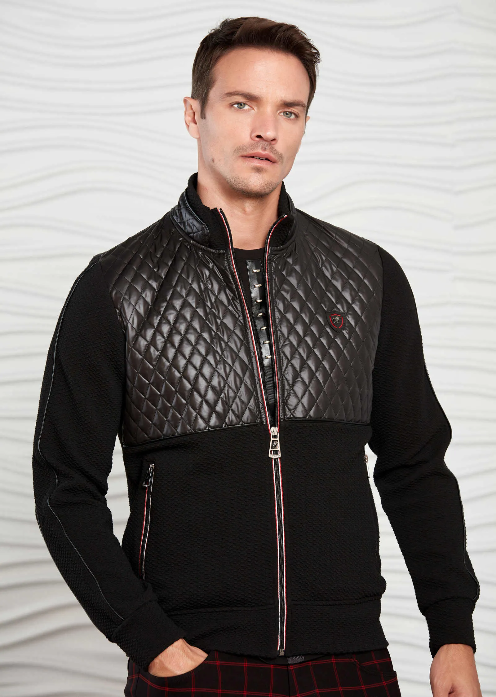 Black Knit Nylon Hybrid Jacket