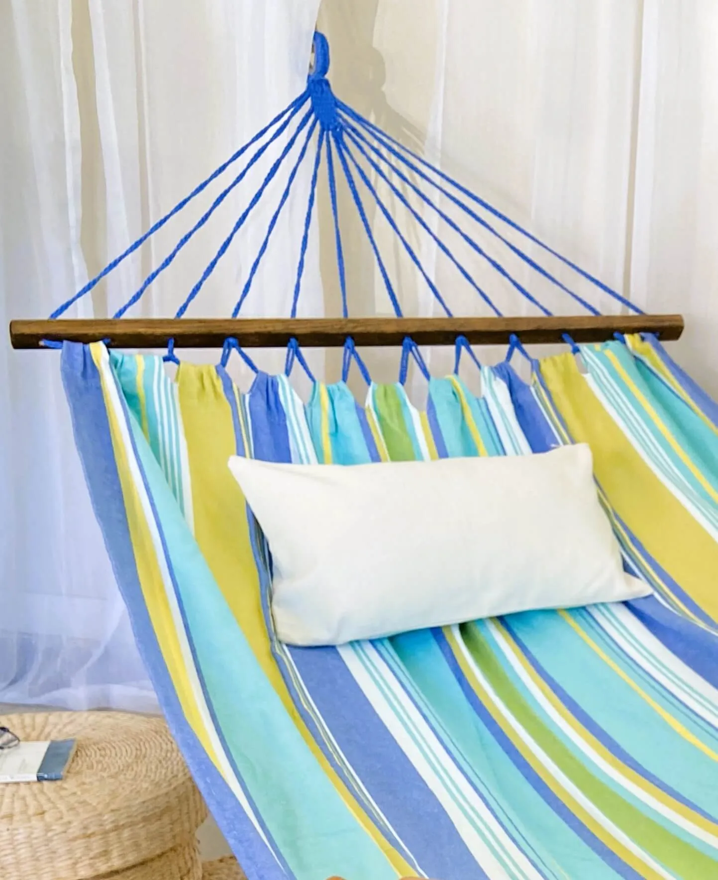 Cotton Hammock With Wood Spreader Bars | OCEAN