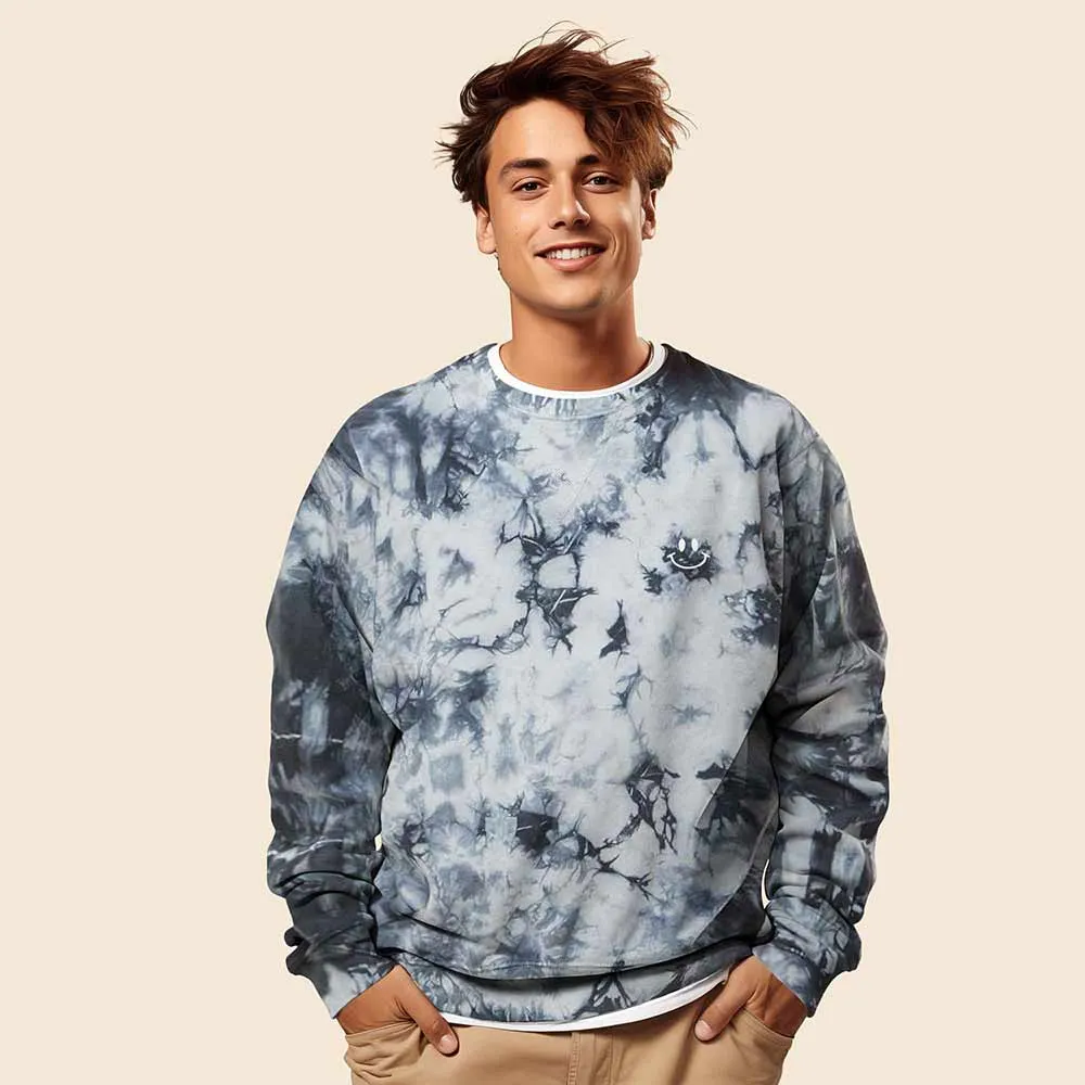 Dalix Smile Face Tie Dye Crewneck Sweatshirt