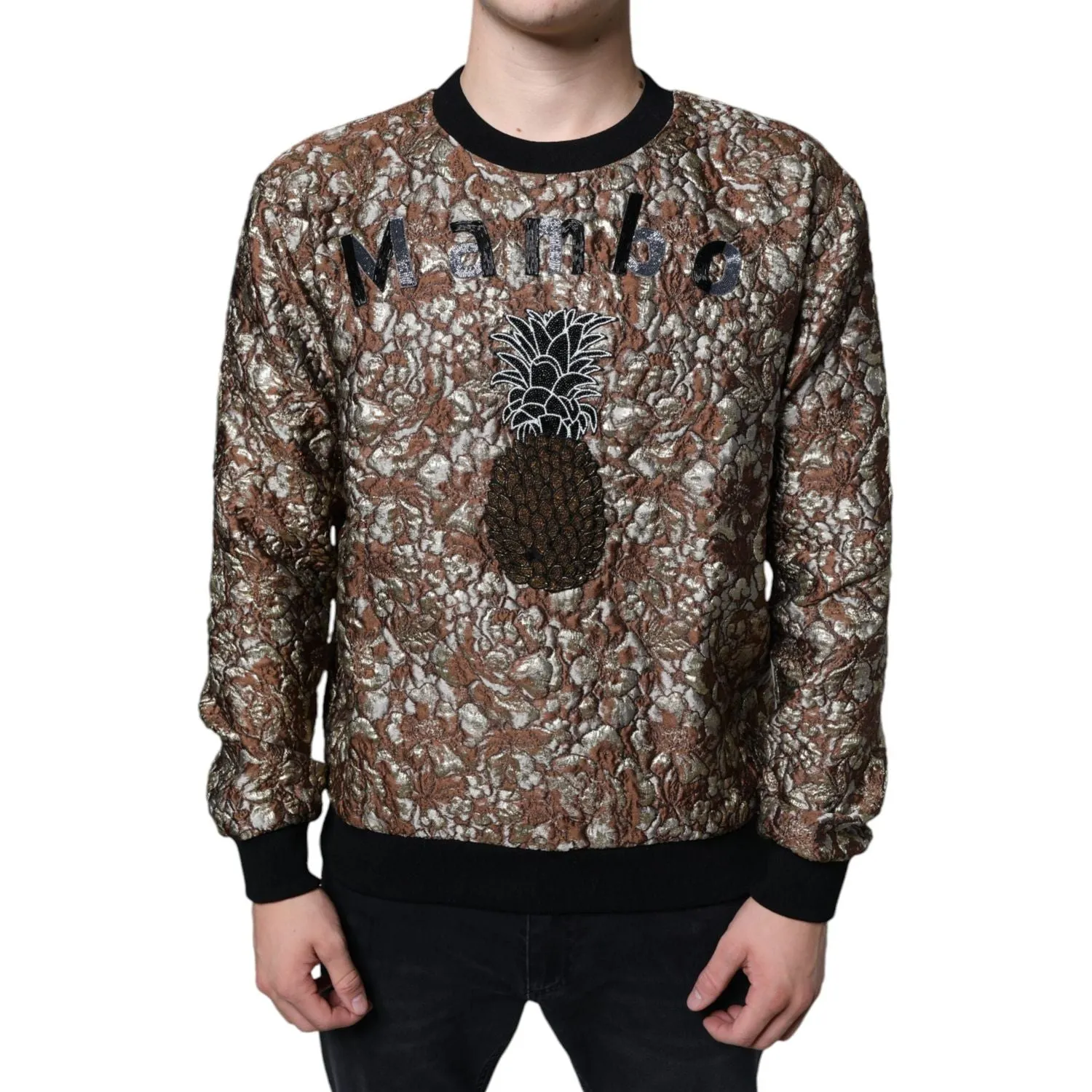 Dolce & Gabbana Brown Jacquard Mambo Pineapple Pullover Sweater