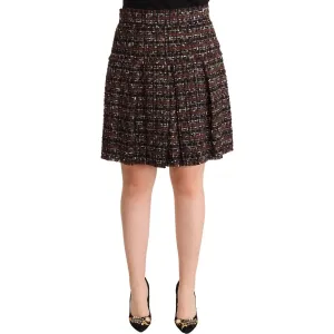 Dolce & Gabbana Chic Brown A-line Pleated Mini Skirt