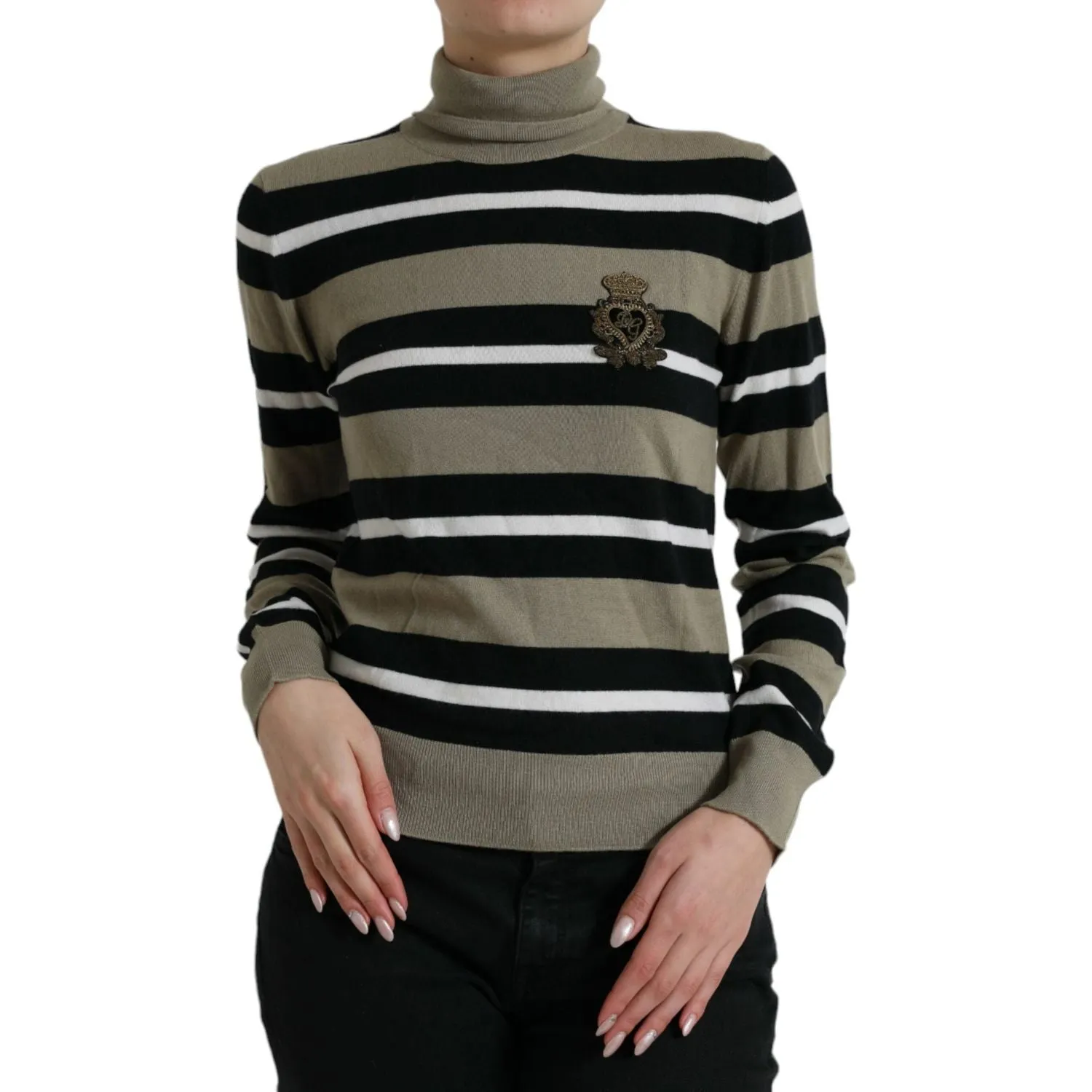 Dolce & Gabbana Elegant Striped Turtleneck Wool Sweater