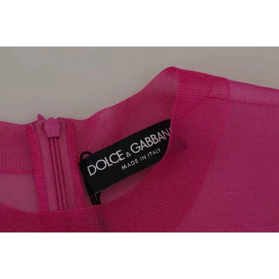 Dolce & Gabbana Fuchsia Polyester Crewneck Pullover Sweater