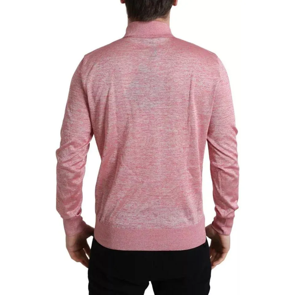 Dolce & Gabbana Pink Polyester Collared Men Pullover Sweater