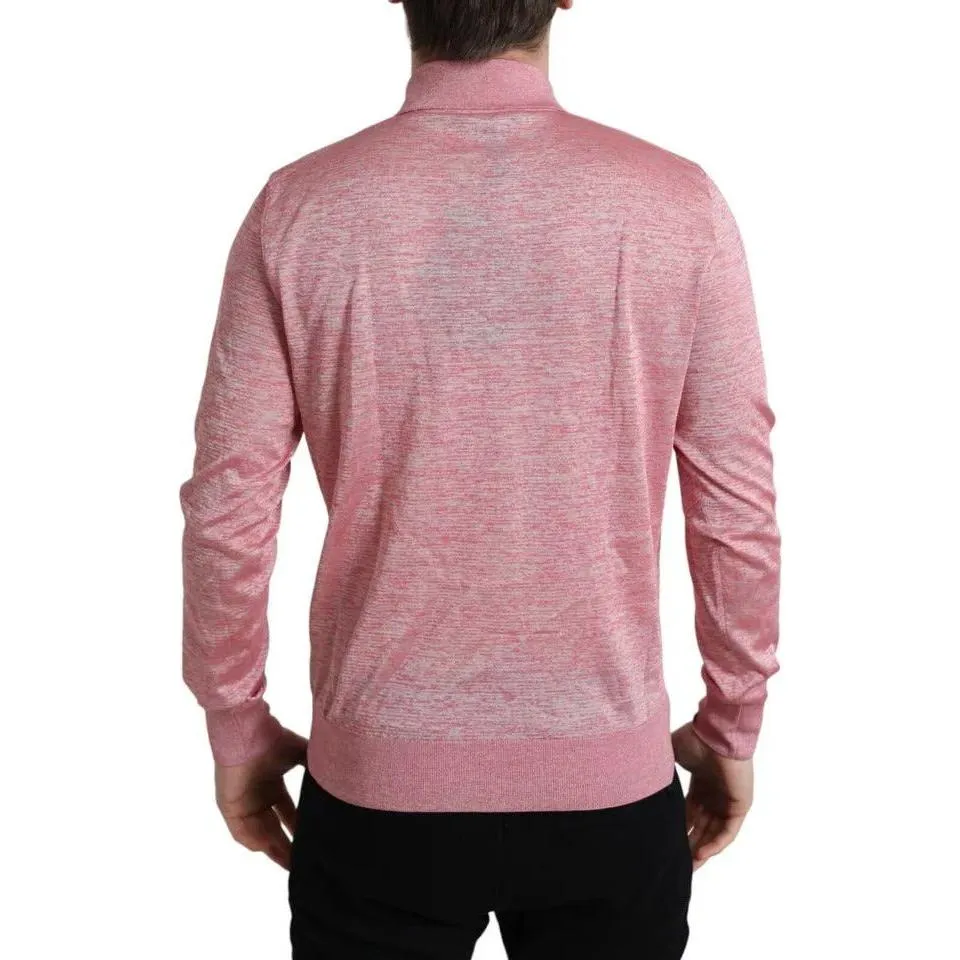 Dolce & Gabbana Pink Polyester Collared Men Pullover Sweater