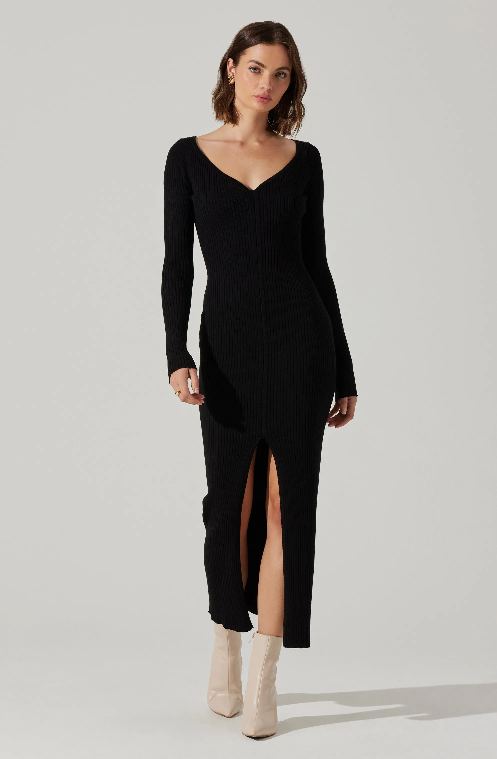 Glenda V-neck Maxi Sweater Dress