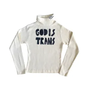 GOD IS TRANS painted waffle turtleneck