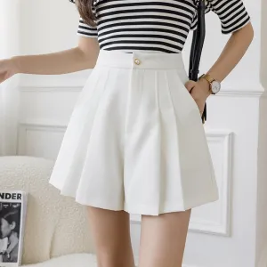 High Waist A-line Pleated Shorts