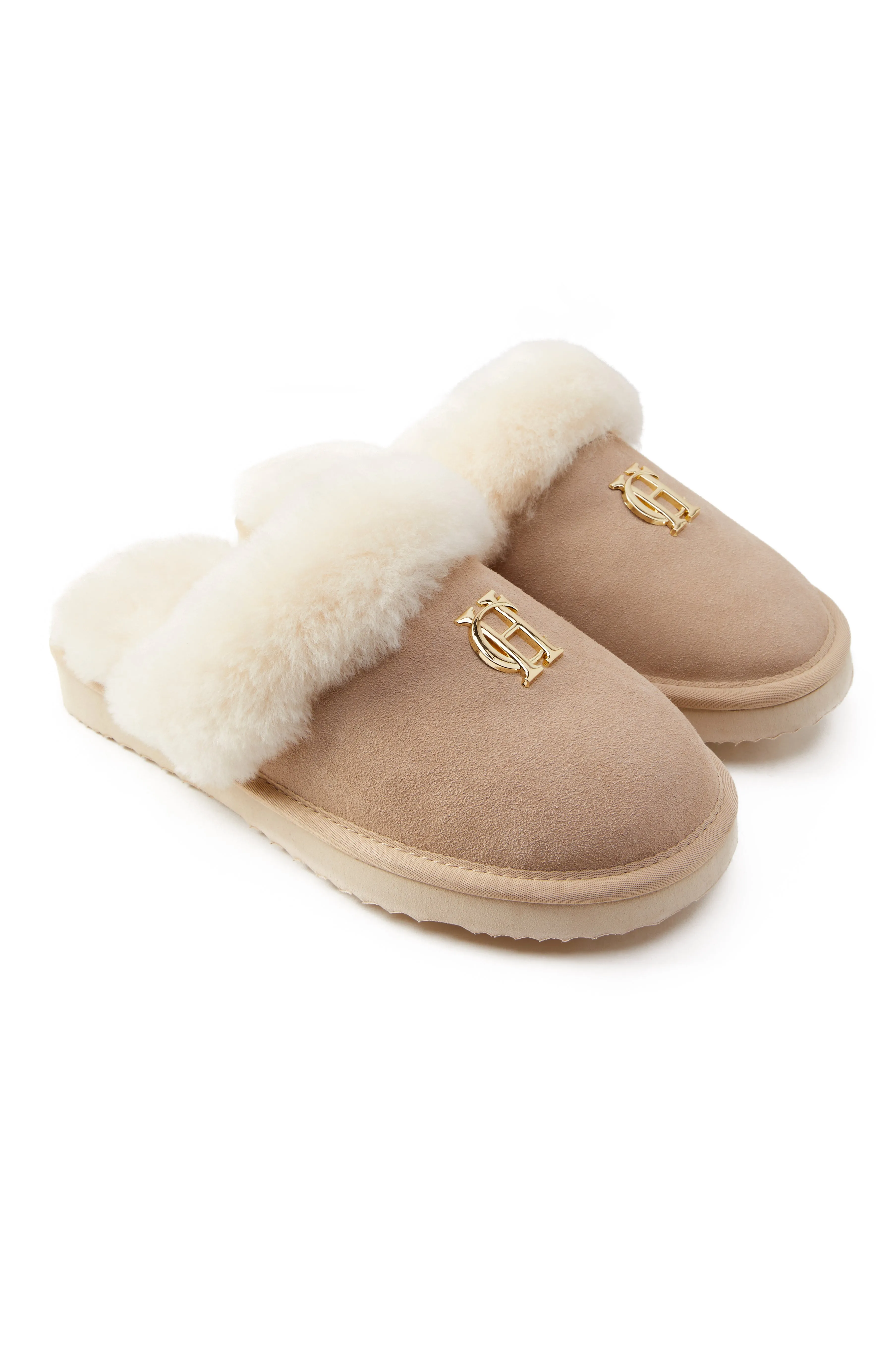 Holland Cooper Shearling Slipper in Oyster