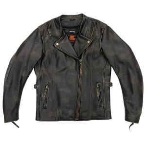 Hot Leathers JKL1031 Ladies Vented Distressed Brown Leather Jacket