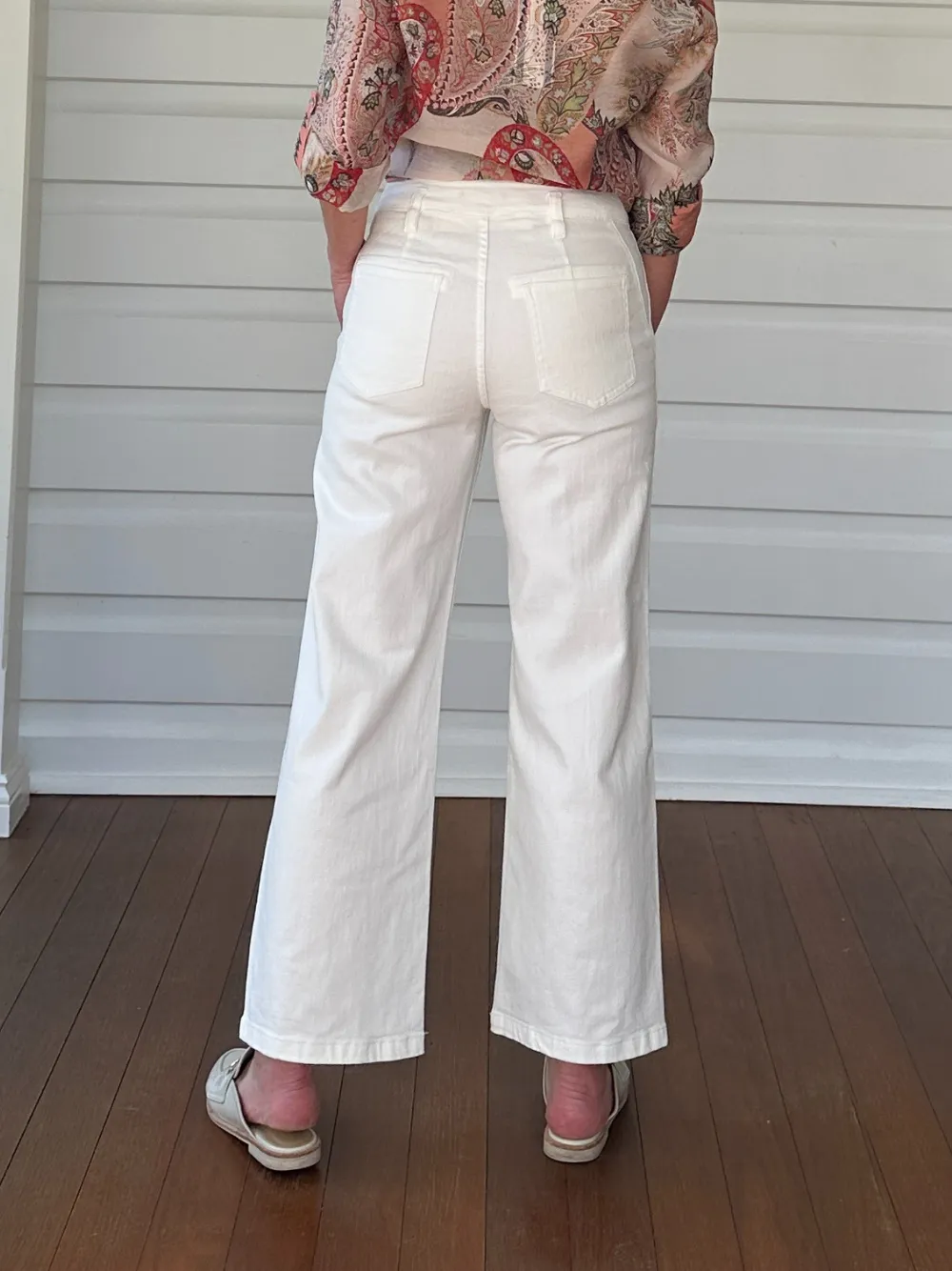 Hudson High Rise Wide Leg Jean - Ivory