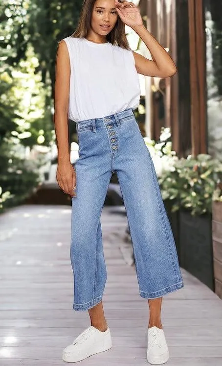 Kancan Ultra High Rise Cropped Wide Leg Jeans