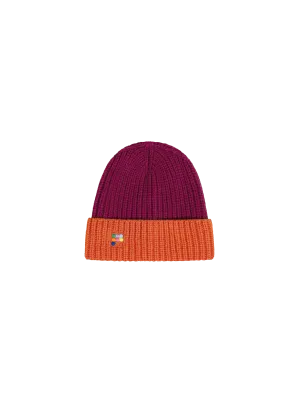 Kids’ Recycled Cashmere Bi-color Hat—plum purple