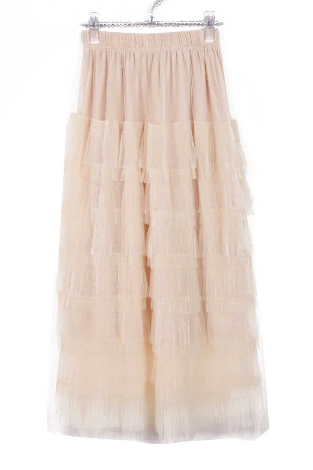 Layered Tulle Mesh Long Skirt