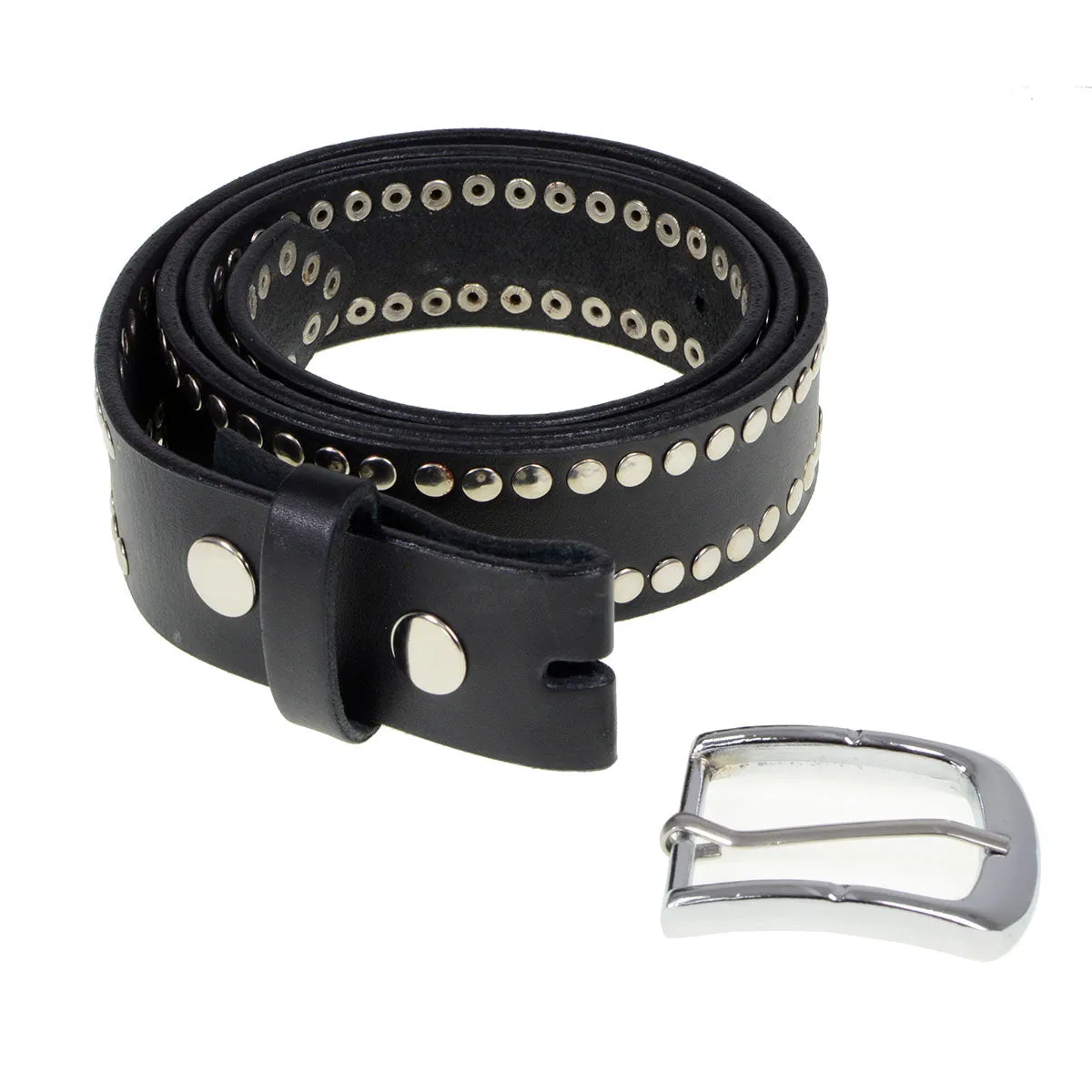 Milwaukee Leather MP7104 Men's Studded Black Genuine Leather Belt for Biker with Buckle - 1.5 inches Wide