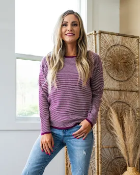 NEW! Esme Striped Sweater - Dark Magenta