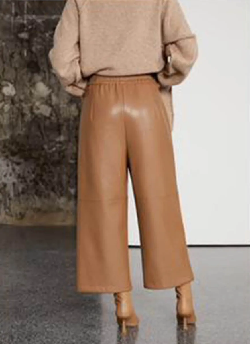 O240003 Faux Leather Pants *Brown