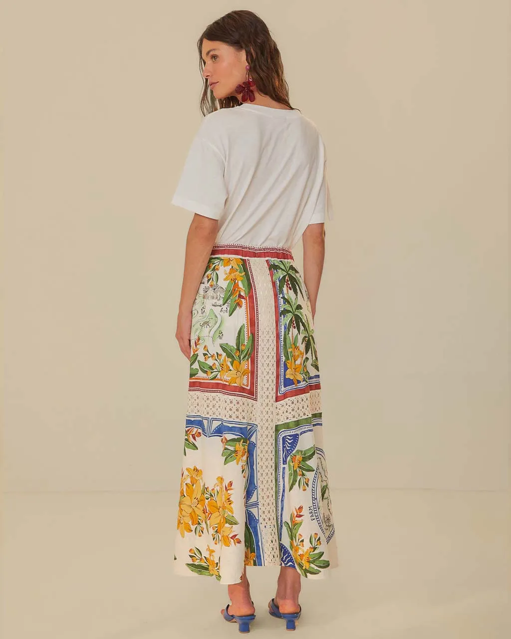 Off-White Tropical Destination Midi Skirt