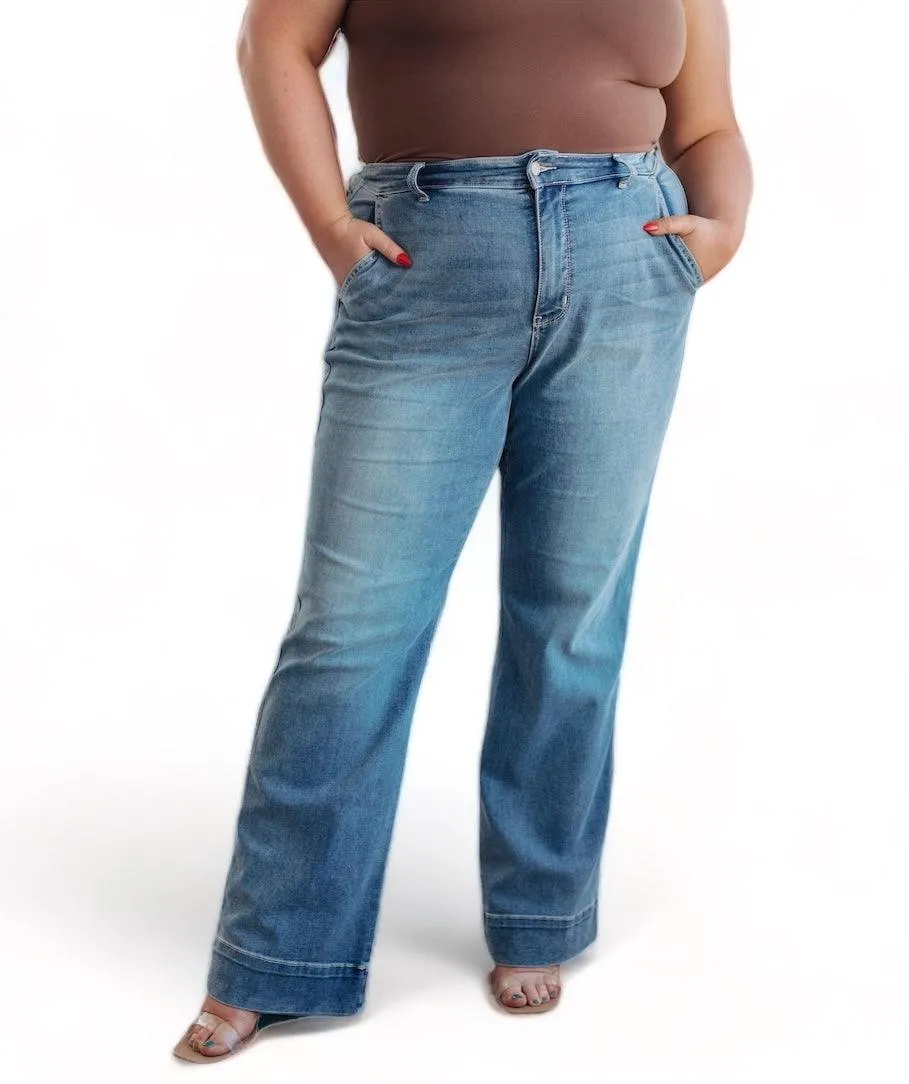 Plus Mid Rise Wide Leg Judy Blue Jeans