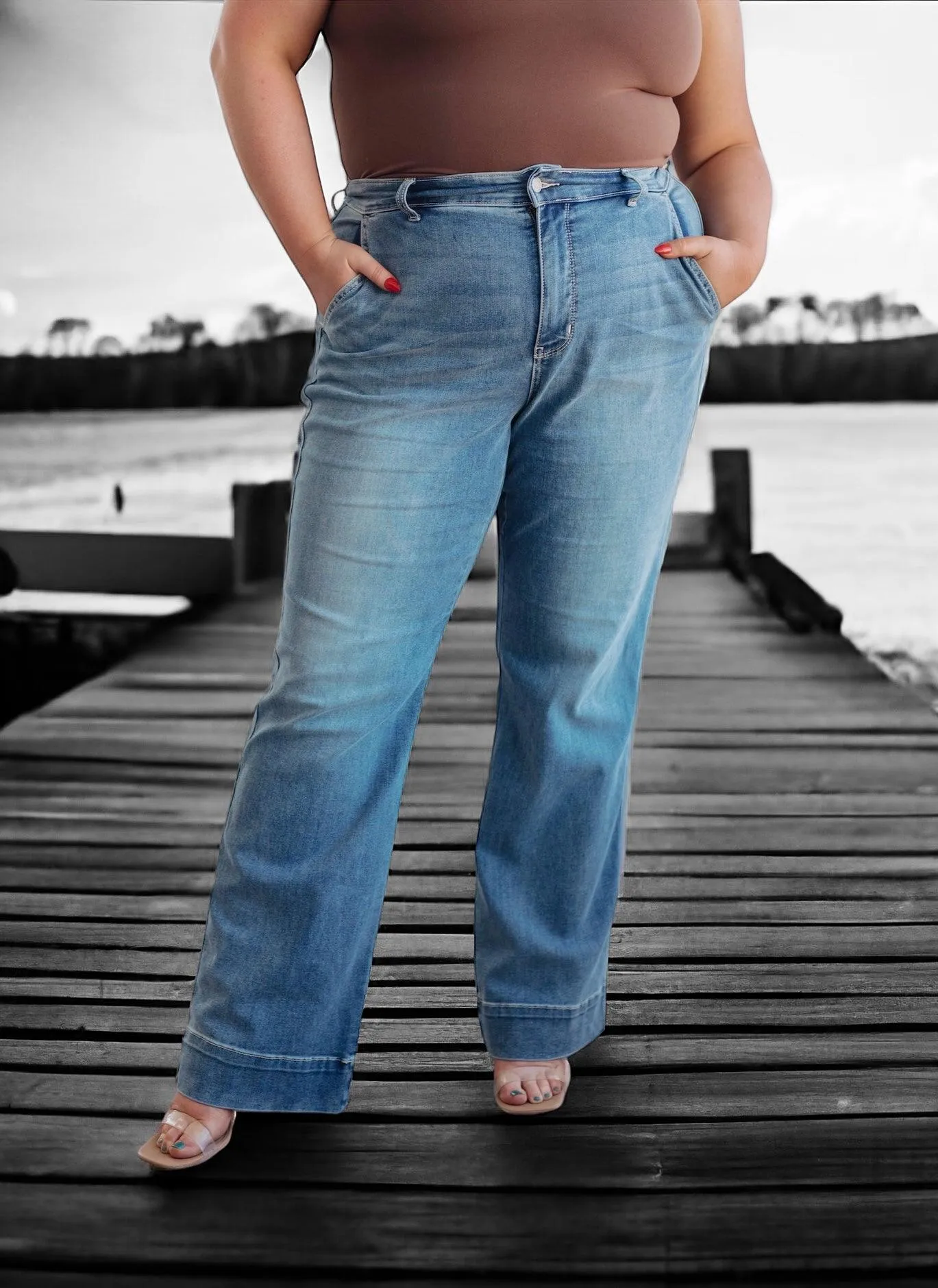 Plus Mid Rise Wide Leg Judy Blue Jeans