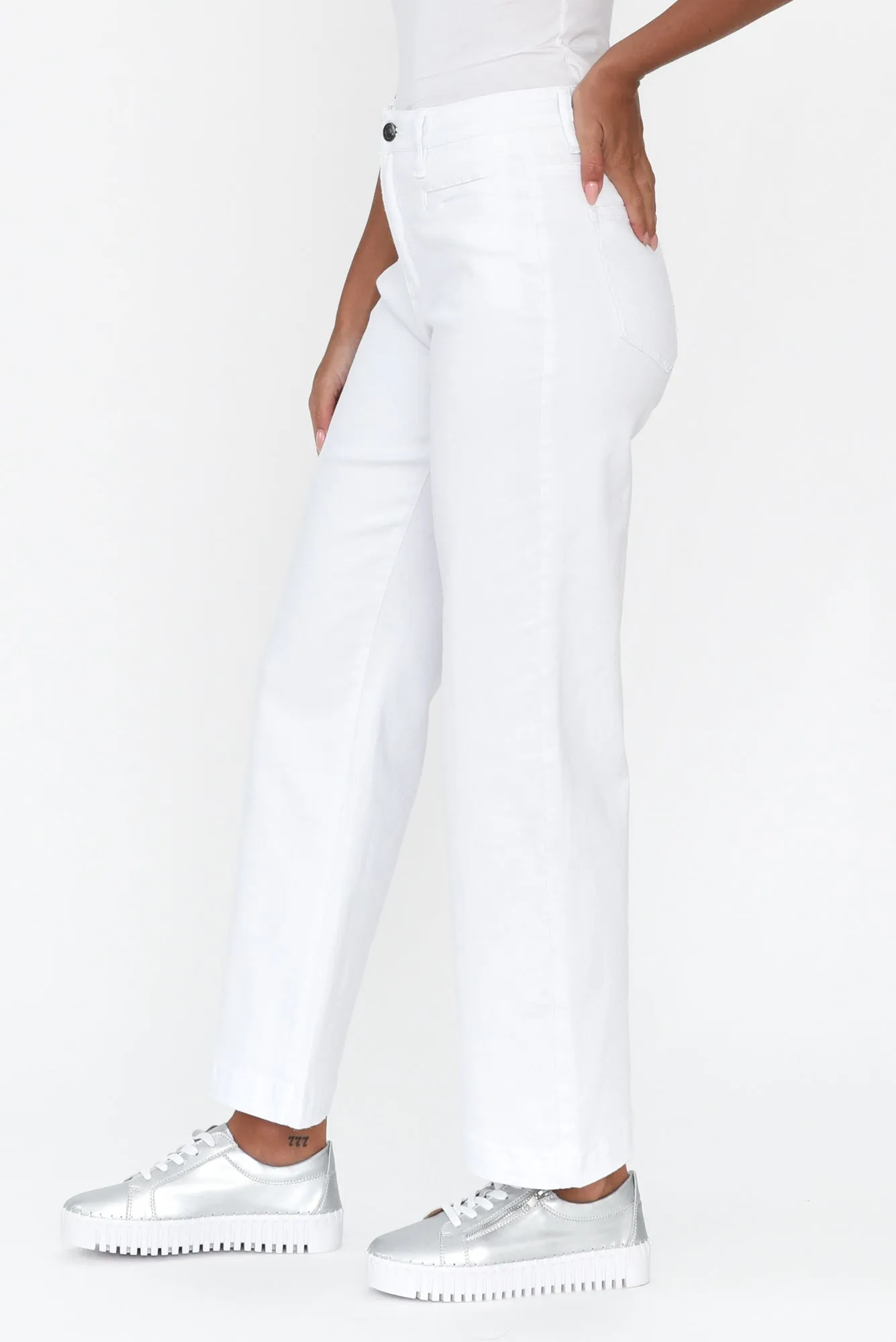 Retro White Wide Leg Jeans