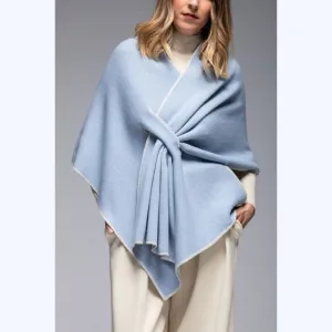 Reversible Italian Wrap-Sky Blue/Creme