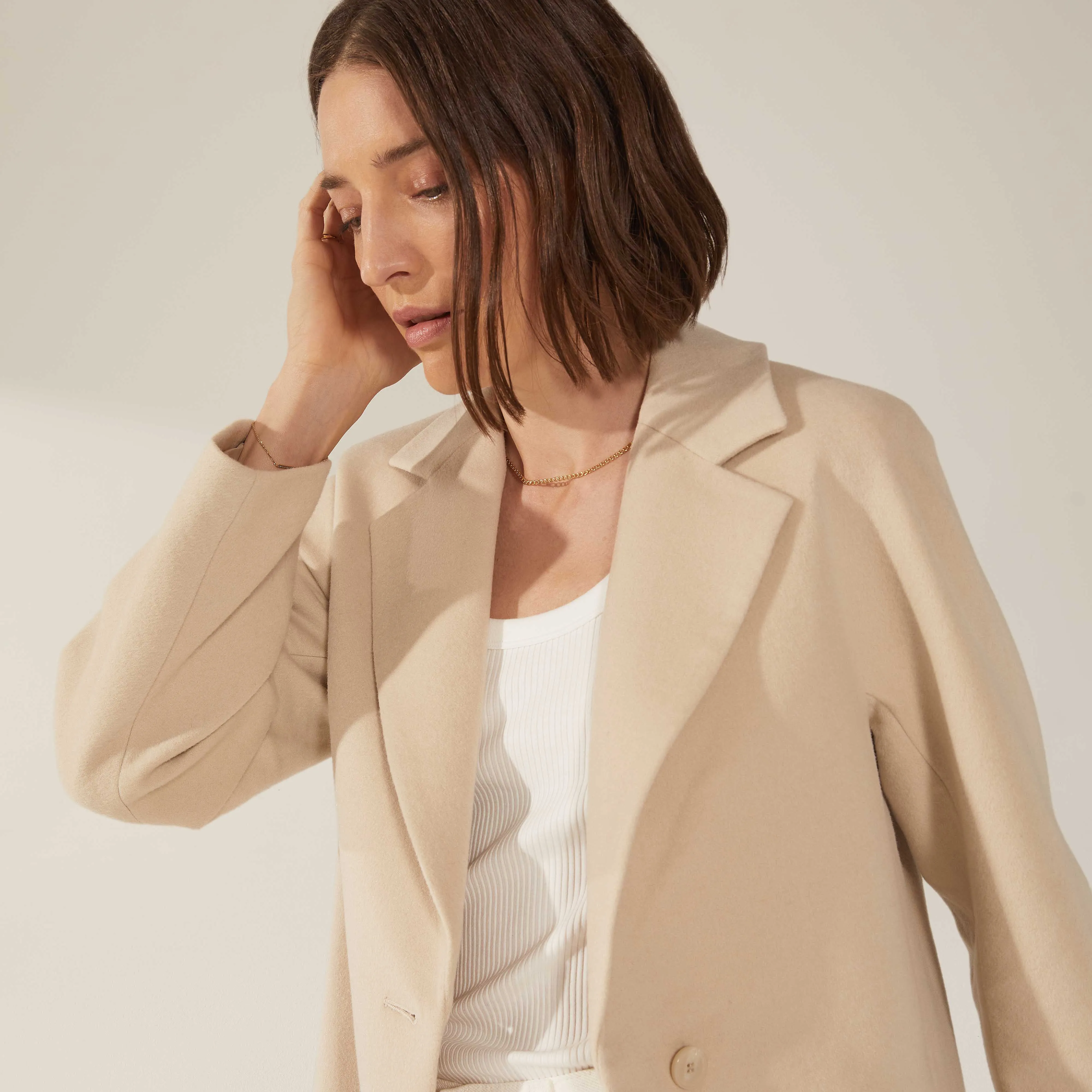 Risa Cashmere-Wool Button Down Coat