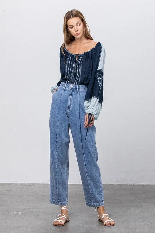 Slouchy Cropped High Waist Jeans