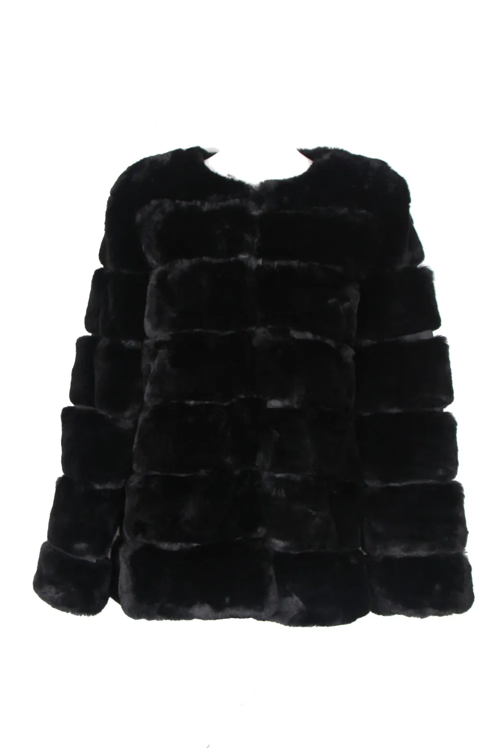 Soft Faux Fur Panel Coat