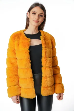 Soft Faux Fur Panel Coat