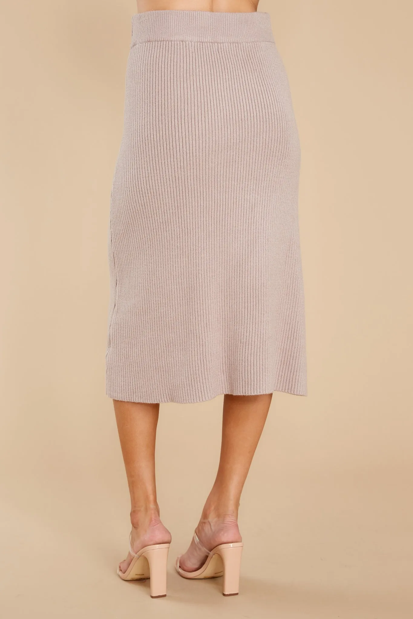 Study Hall Taupe Midi Skirt