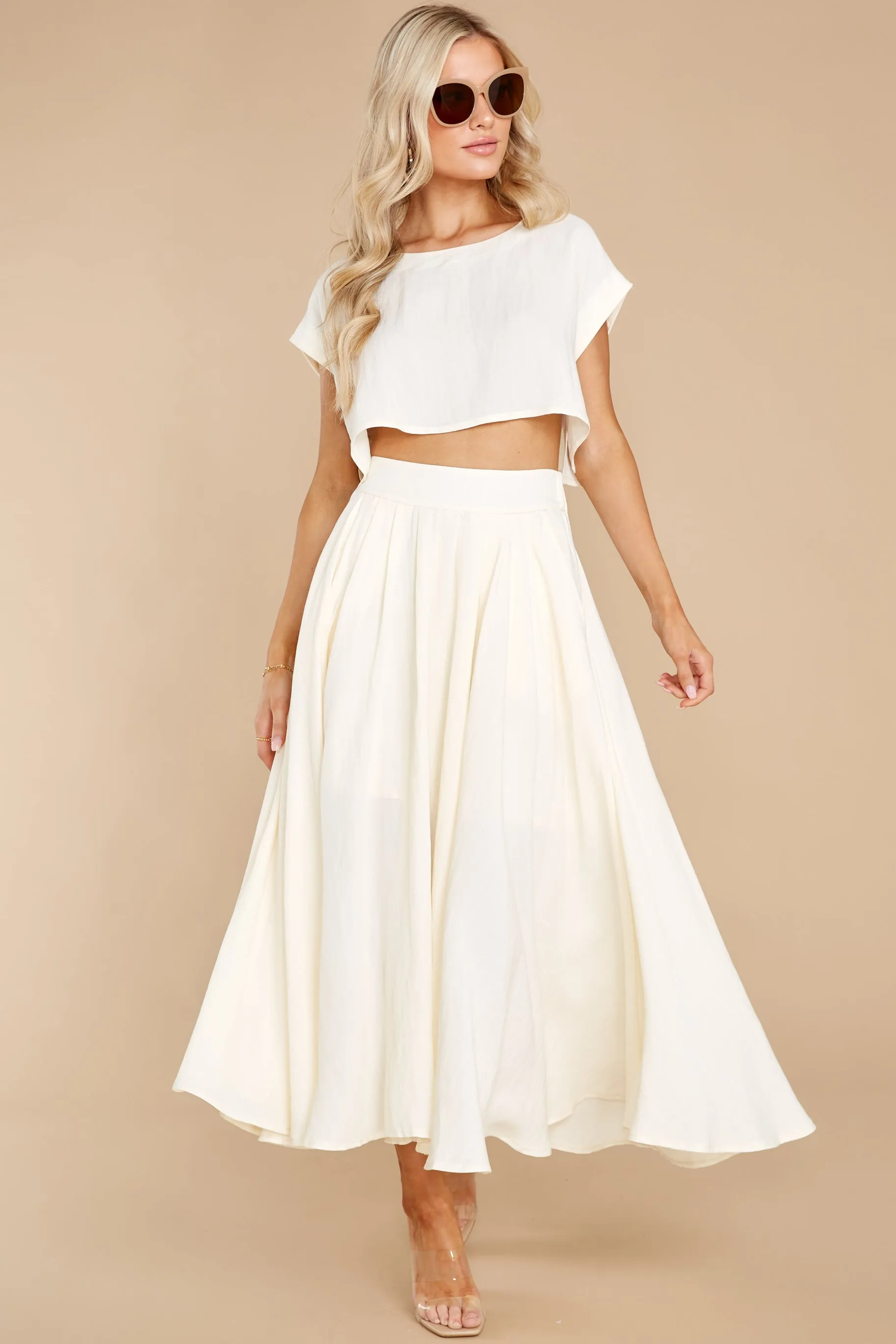 Sweet Memory Of Us Cream Two Piece Set