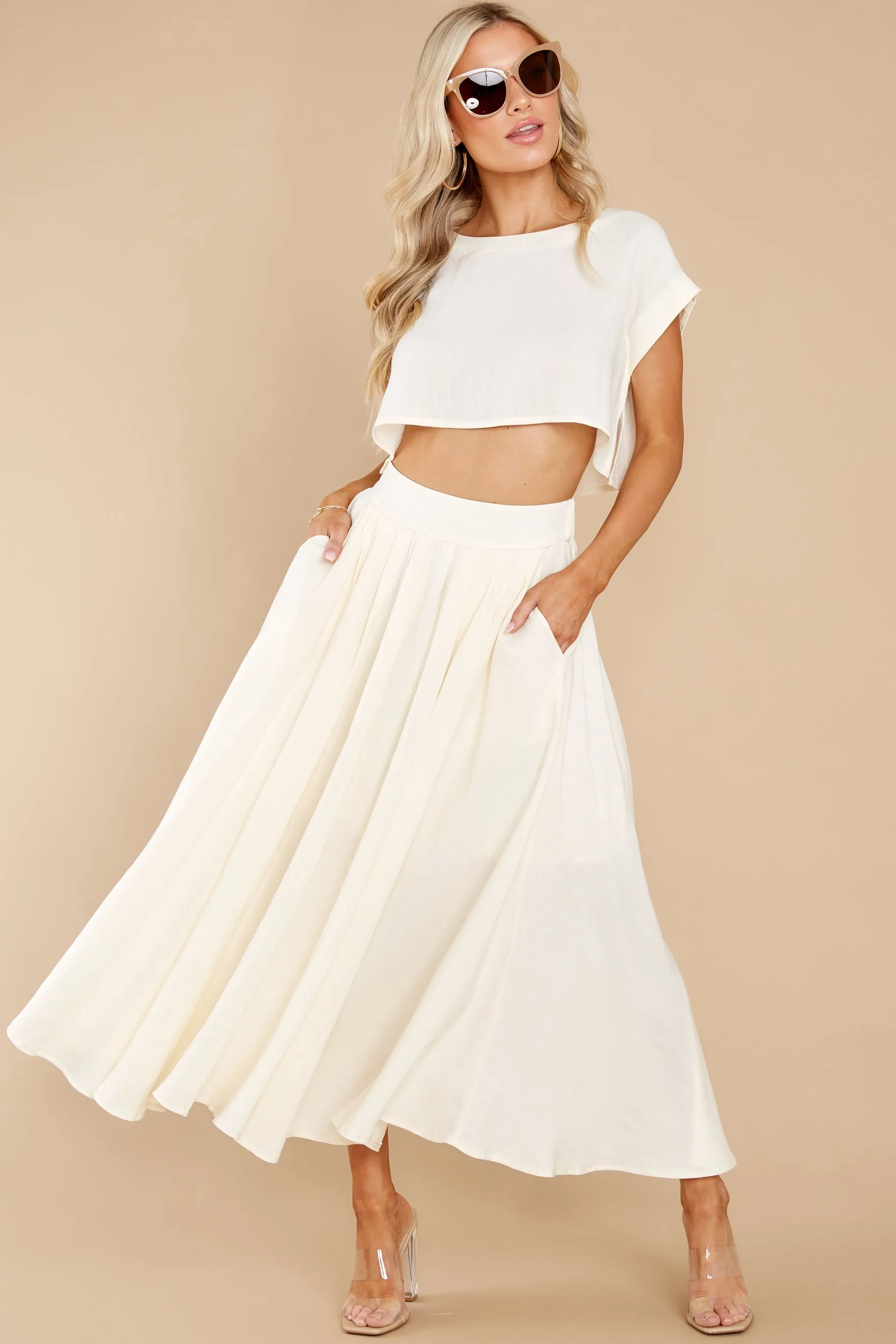 Sweet Memory Of Us Cream Two Piece Set