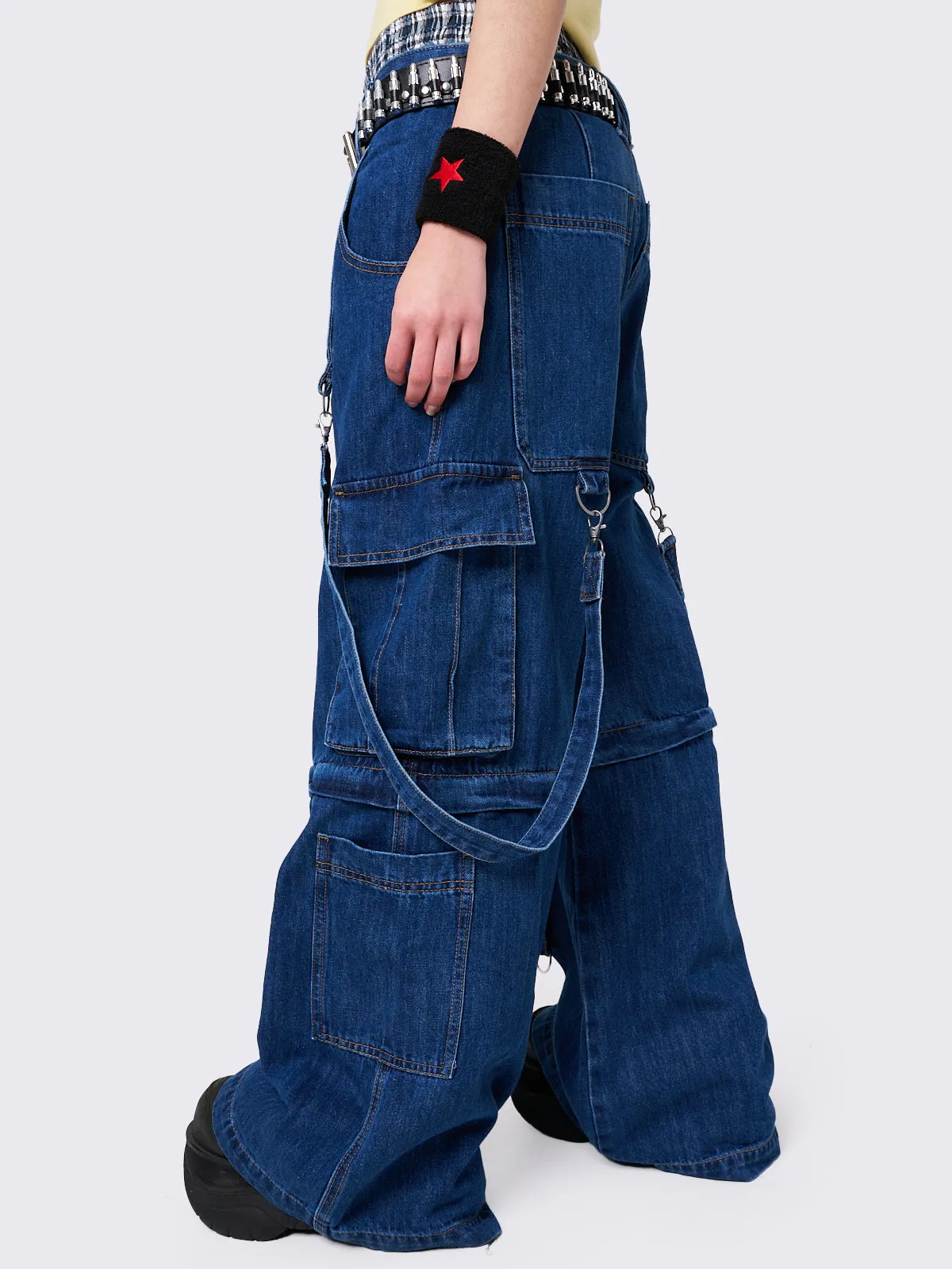 Trek Blue Wide Leg Cargo Jeans