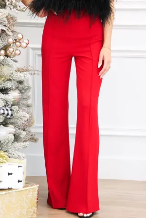 Trending Times High Waisted Pants: Red