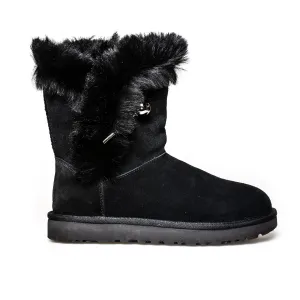 UGG Classic Fluff Pin Black Boots - Women's