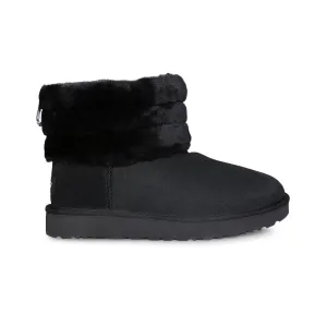 UGG Fluff Mini Quilted Black Boots - Women's