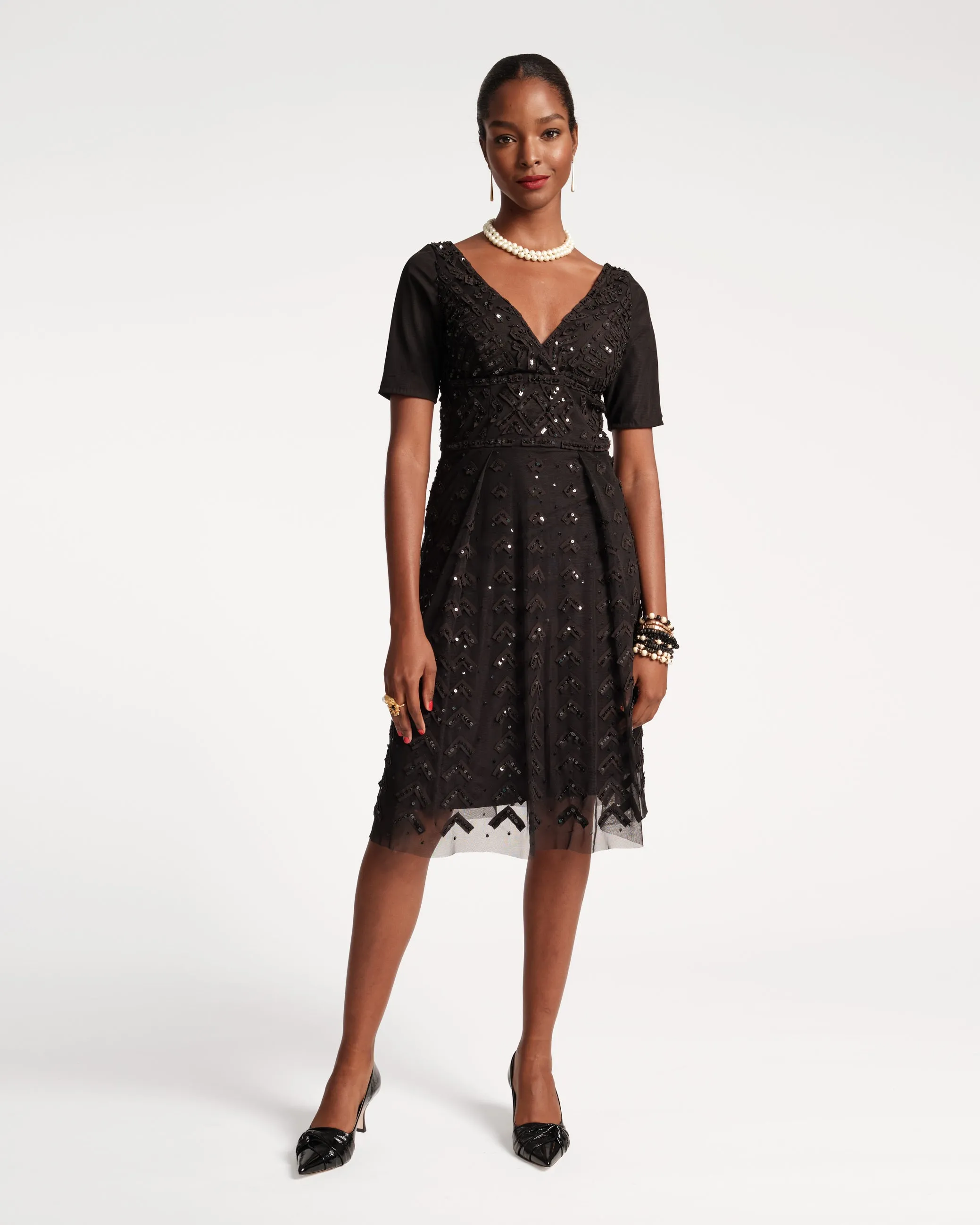 Valentina Sequin Dress Black