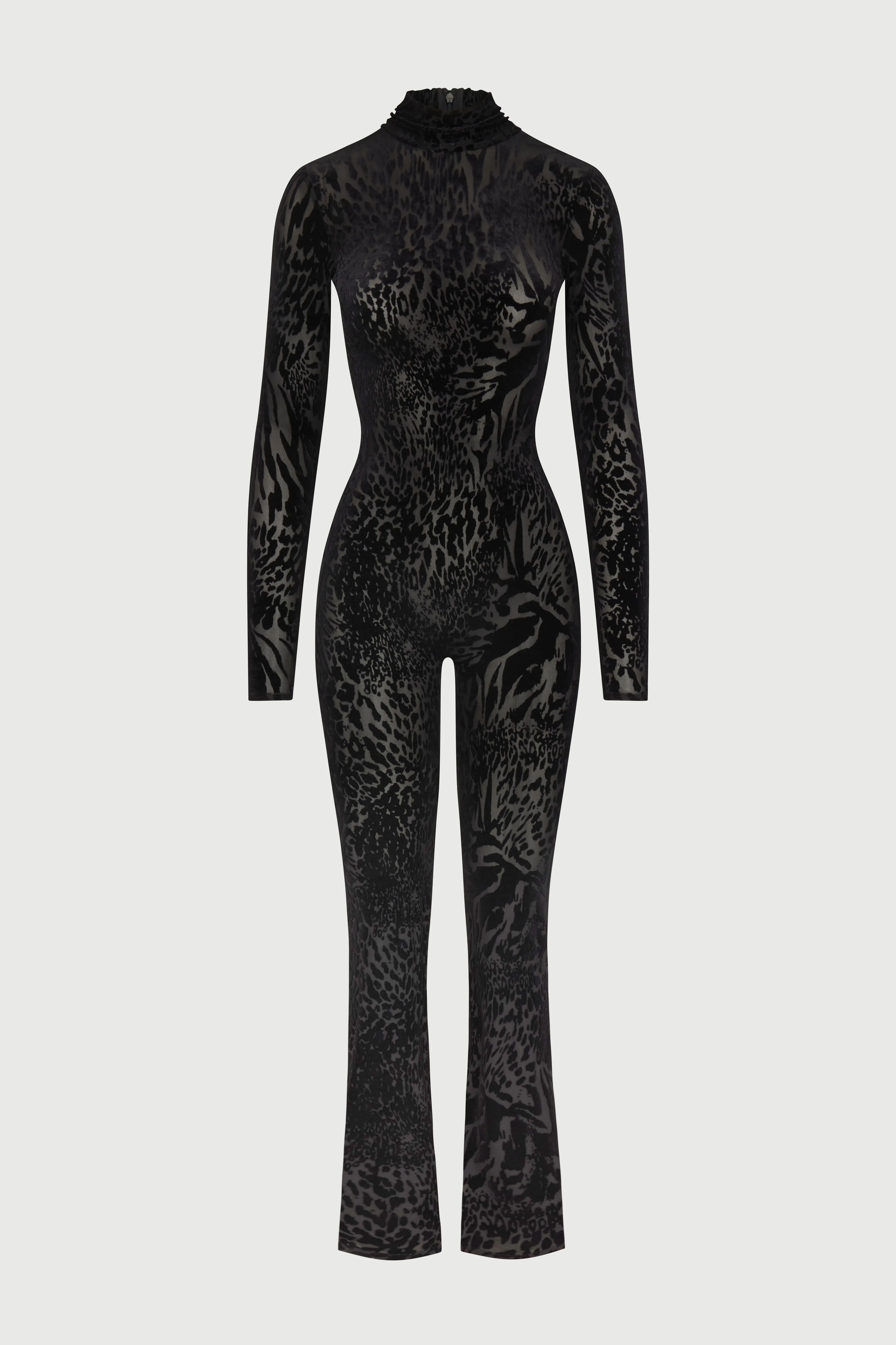 Velvet Burnout Animal Print Jumpsuit